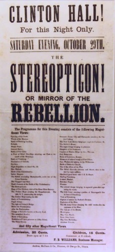 Broadside for Stereopticon show of Civil War