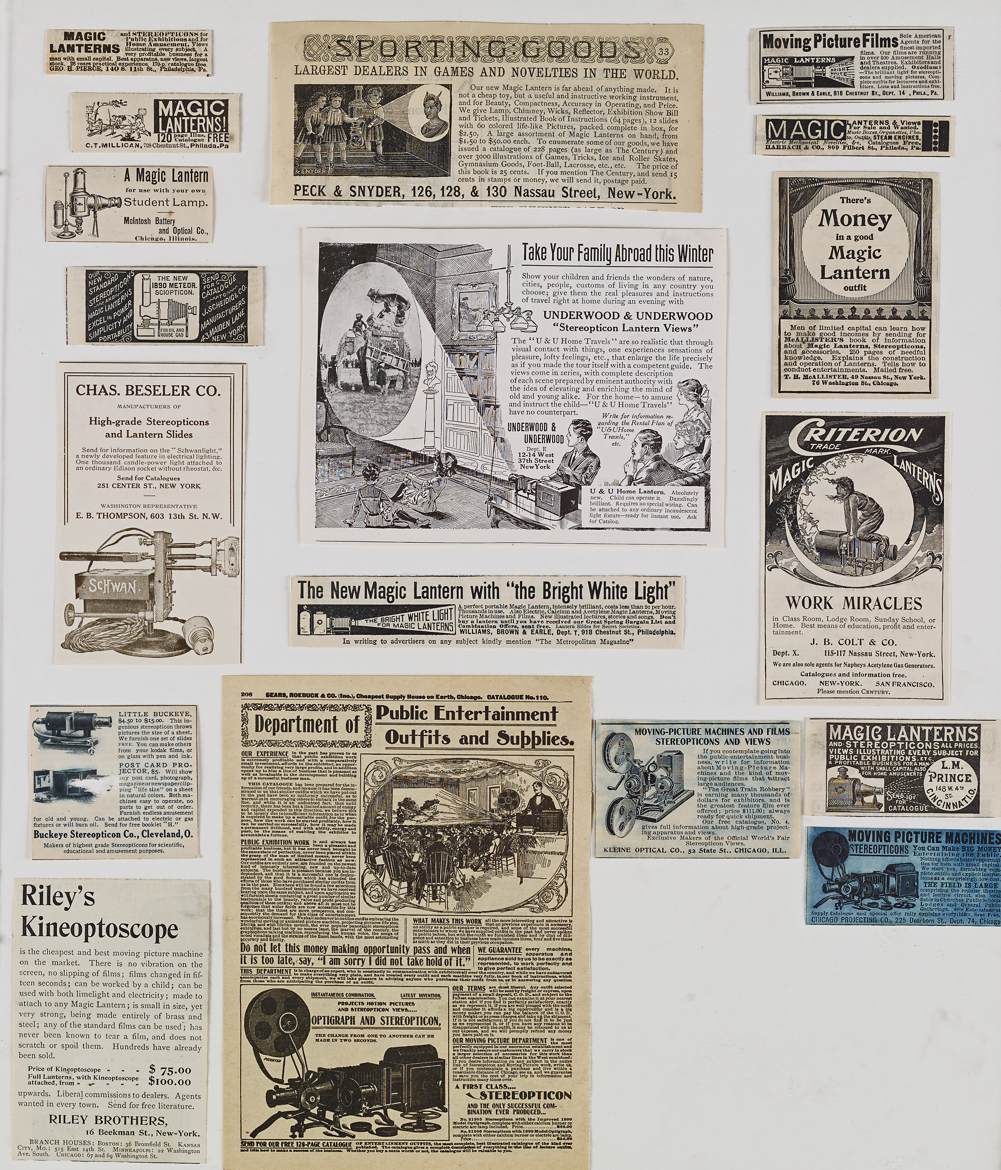 Collage of vintage magic lantern advertisements