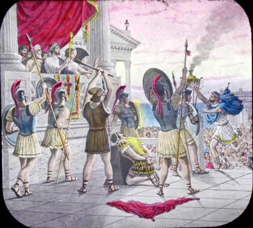 Magic lantern slide by Joesph Boggs Beale for Knights of Pythias Ritual
