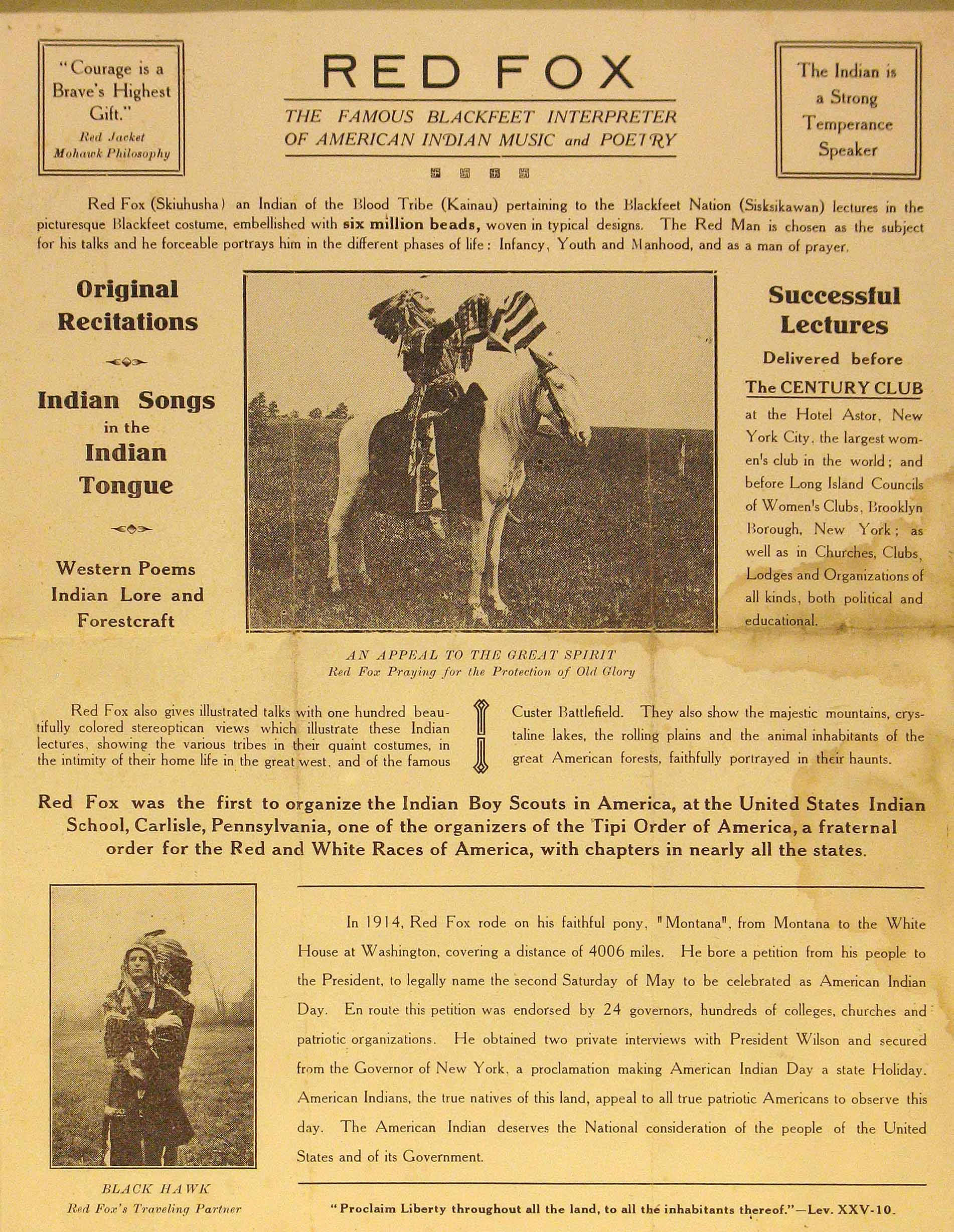 Flyer for Red Fox magic lantern show.