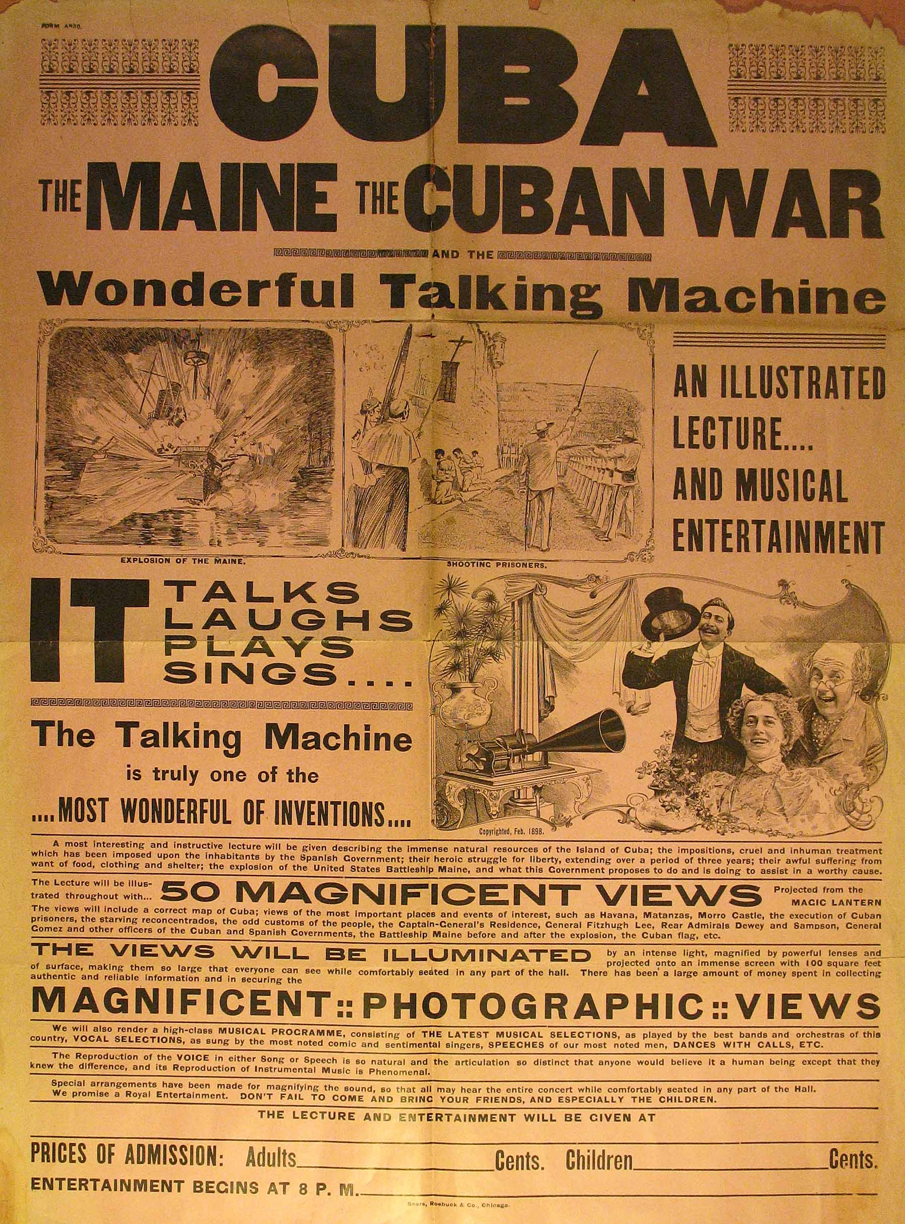 Large broadside for Spanish American War magic lantern show.