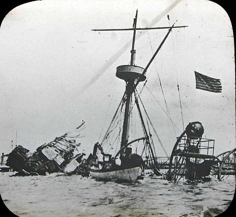 Maine distroyed in Spanish American War Magic Lantern Show.